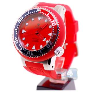 Aqua Master Jojo Swiss Legend Large Rubber Swiss Quartz Mens Red Watch 