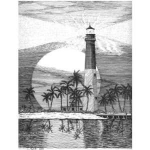  Matted Print   Loggerhead Key Lighthouse