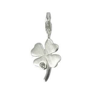 SilberDream Charm shamrock, frosted 925 Sterling Silver Charms Pendant 