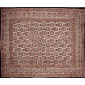  Block Print on Batik Tapestry Indian Bedspread F/Q Gray 