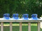 Arcoroc cobalt blue cups and saucers 4 sets made france  