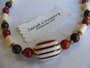 Sarah Coventry Cinnamon Swirl Necklace Lucite Bead Cov  