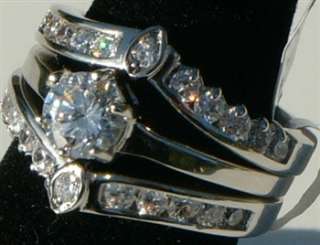 66 ctw CZ Cubic Zirconia Bride Engagement Wedding Rings sets 18K 