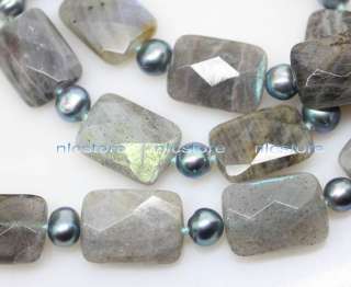 23 black pearls 13*18mm Labradorite necklace gem stone  