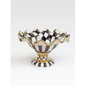  MacKenzie Childs Courtly Check Ceramic Compote Kitchen 