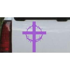 Purple 14in X 11.4in    Cross With Thorns Christian Car Window Wall 