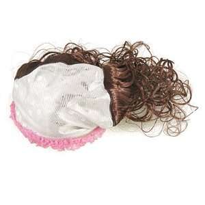  Child Pink Lesbain Design Brown Curly Wig White Hairband 