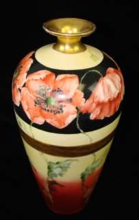 Antique J.P. Limoges Hand Painted Flower Vase 1907 Gilt  