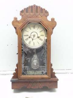   1880s ANSONIA Key Wind Kitchen Gingerbread Shelf Mantel Clock  
