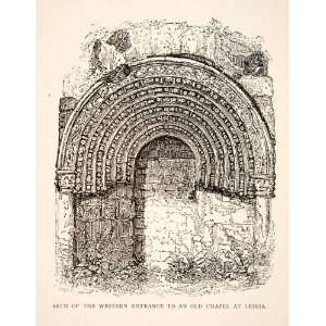 1895 Print West Entrance Gate Chapel Church Cathedral Religion Leiria 