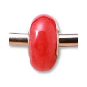  Red Mountain Jade Pandora Style Bead Charm with Sterling 