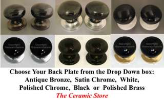 Black Ceramic Mortice Door Knob Set Choice of backplate  