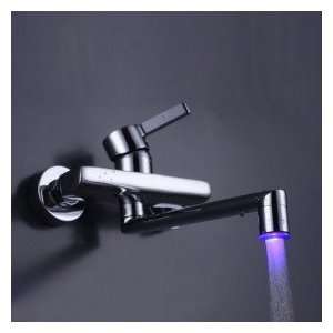   Brass Kitchen Faucet with Color Changing LED Light