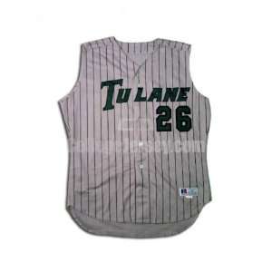 Gray No. 26 Game Used Tulane Russell Baseball Jersey  