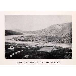   Cityscape Yukon Gold Rush Mountain Klondike   Original Halftone Print
