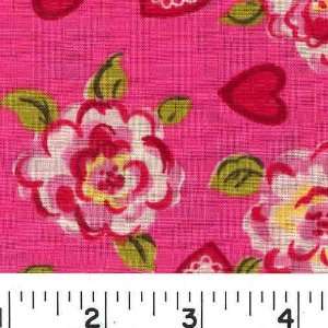  45 Wide FLORAL AMOUR   PINK Fabric By The Yard Arts 