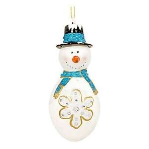  Snowman with Blue Scarf and Snowflake Ornament