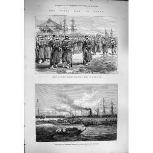  1877 War Japan Jetty Yokohama Soldiers Satsuma Ships