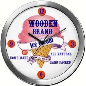  WOODEN 14 Inch Ice Cream Metal Clock Quartz Movement 