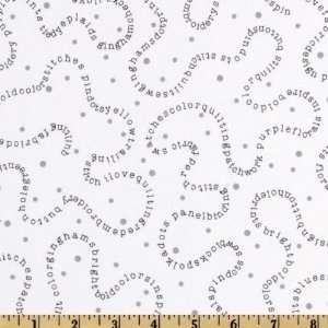   Word Play Word Spirals White/Black Fabric By The Yard Arts, Crafts