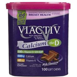 Viactiv Calcium Supplement Soft Chews, Milk Chocolate, 100 Count