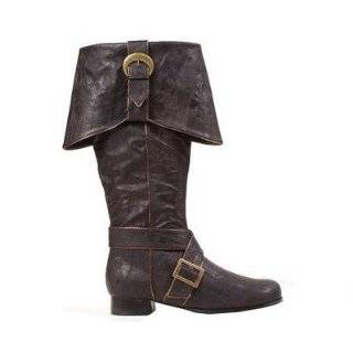 Mens 1 Inch Heel Knee High Pirate With Buckle Décor Boots