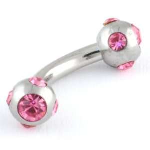   14g 5/16, 5 Stone Balls 4mm, Pink Inc. Halftone Bodyworks Jewelry