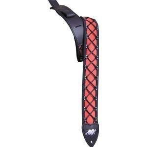  LM Products Alexis Corset Leather Guitar Strap Red & Black 