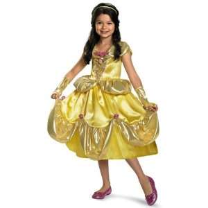   Girls Deluxe Shimmer Disney Belle Costume Size Medium
