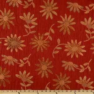  58 Wide Chenille Jacquard Floating Flower Brick Fabric 