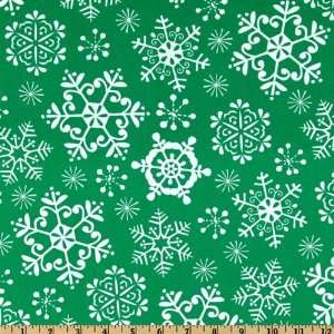   Michael Miller Snow Crystals Green Fabric By The Yard Arts, Crafts