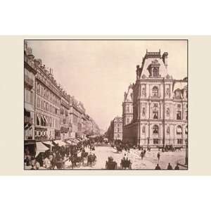 Rue St. Antoine and Hotel de Ville by A. Pepper 18x12  