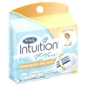 Schick Intuition Plus Cartridges, Soothing Moisture, Milk & Honey , 3 