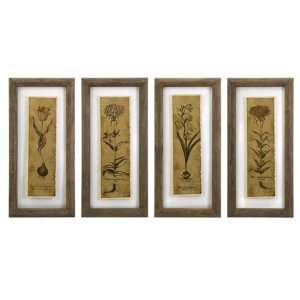   Shabby Chic Double Glass Print Wall Art with Wood Frames Home