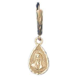  14kt Yellow Gold Virgin Mary Lever Back Earrings Jewelry