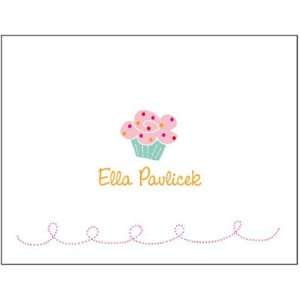  Queen Bee Personalized Folded Note Cards   Pink Cupcake 