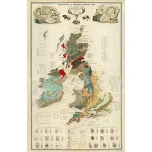   , palaeontological map British Islands, 1854 Arts, Crafts & Sewing