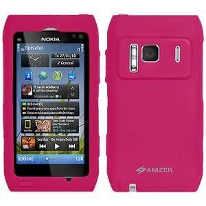 New Amzer Silicone Skin Jelly Case Hot Pink For Nokia N8 Fashionable 