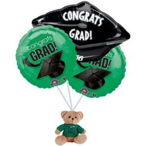  Graduation Green Balloon Bouquet with Bear Toys & Games