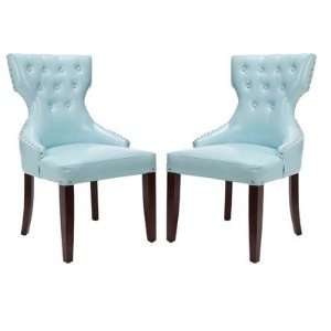   Bicast Leather Side Chairs in Light Blue (Set of 2) Furniture & Decor