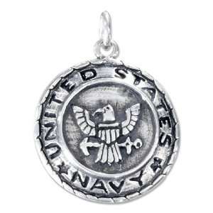  Sterling Silver United States Navy Medallion Charm 