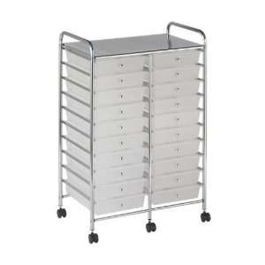   20 Drawer White Double Wide Mobile Organizer