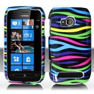 Nokia 710 Lumia (T Mobile) Rainbow Zebra Case Cover Protector with Pry 