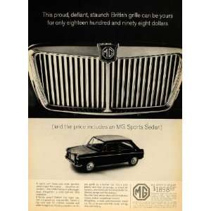   Ad Sports Car Sedan MG British Grille Deep Lunged   Original Print Ad