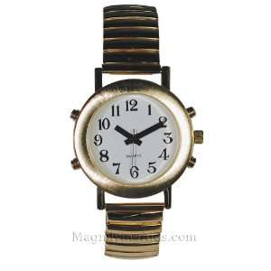  Ladies 4 Button White Face Gold Tone Talking Watch 