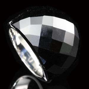 Huge Black Onyx Stainless Steel Gem Ring  