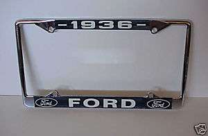 1936 Ford 36 License plate frame NEW Chrome Blue WOW S  