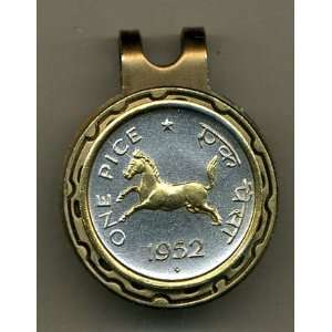  India 1 Pice Horse Two Tone Coin Golf Ball Marker 