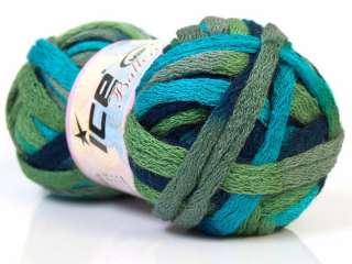 Lot of 4 x 100gr Skeins ICE BALLERINA Scarf Yarn Turquoise Green Navy 