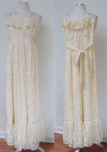 VINTAGE GUNNE SAX BY JESSICA TULLE LACE IVORY GOWN DRESS WEDDING 